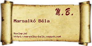 Marsalkó Béla névjegykártya